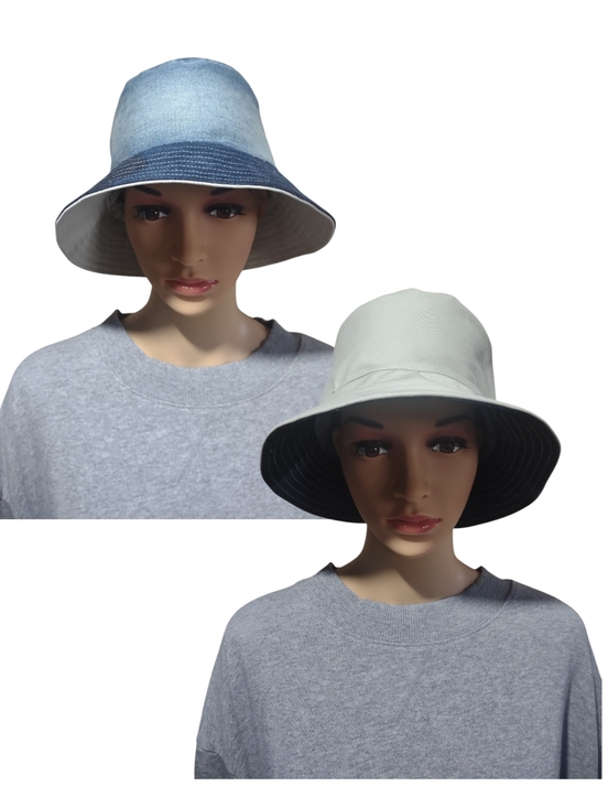 Handmade Accessories - Handmade Upcycled Denim Versatile Reversible Sun Bucket Hat